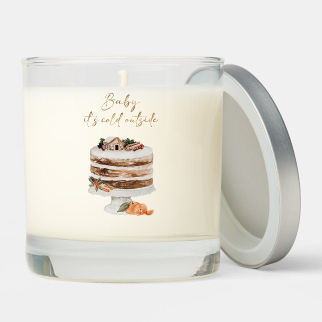 Baby It's Cold Outside Christmas Cake Baby Shower  Scented Candle (Lid)