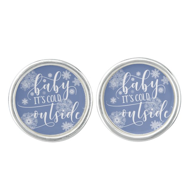 Baby it's Cold Outside Christmas Cufflinks (Front)