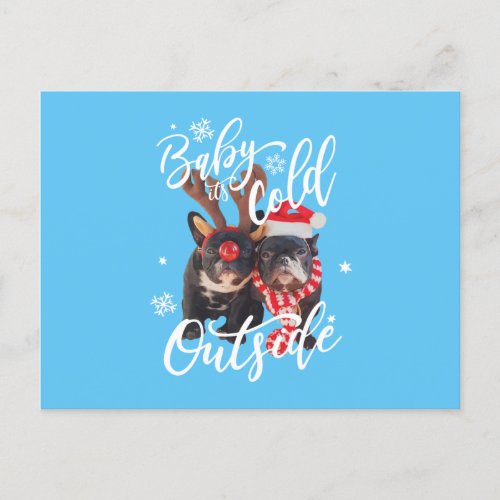 Baby Its Cold Outside Christmas Frenchbull Dog In Postcard