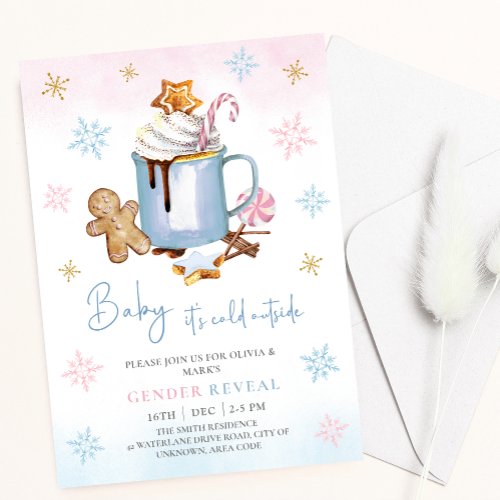 Baby its cold outside Christmas Gender Reveal Invitation