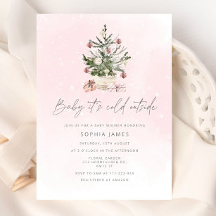 Baby it's cold outside Christmas girl baby shower Invitation
