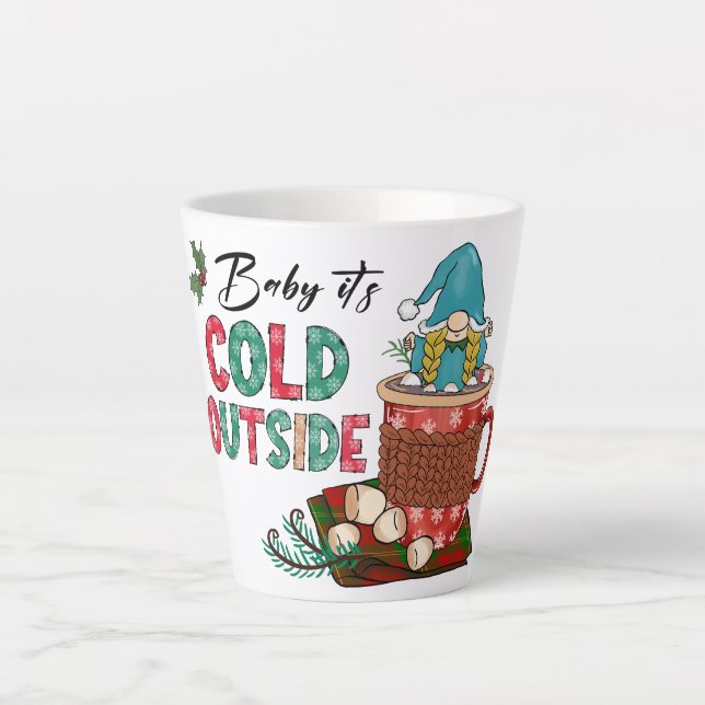 Baby It's Cold Outside | Christmas Gnome Latte Mug (Front)