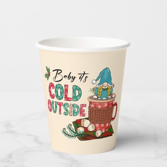 Baby It's Cold Outside | Christmas Gnome Paper Cups (Front)