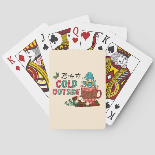 Baby It's Cold Outside | Christmas Gnome Poker Cards (Back)