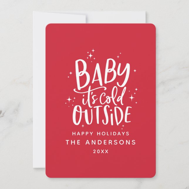 Baby its cold outside Christmas holiday Save The Date (Front)