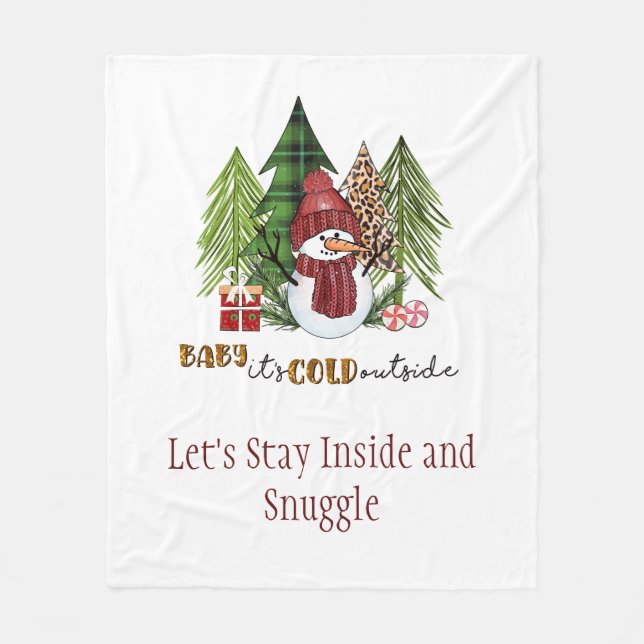 Baby It's Cold Outside Christmas Personalized Fleece Blanket (Front)