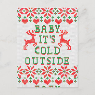 Baby It's Cold Outside Christmas Sweater Style Holiday Postcard
