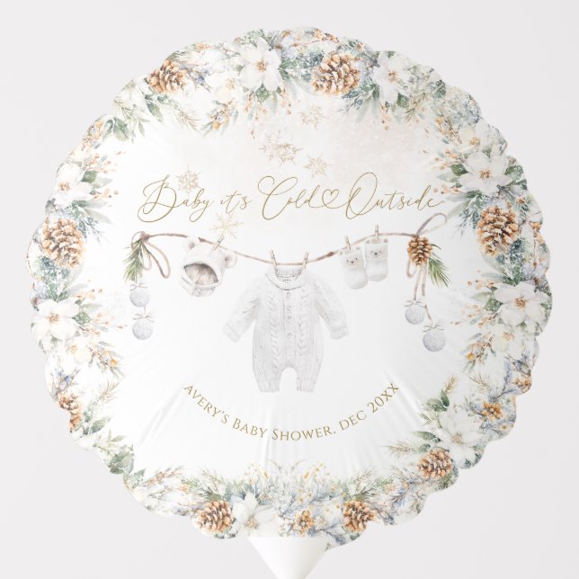 Baby Its Cold Outside Clothest Line Baby Shower Balloon (Front)