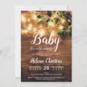Baby it's cold outside country mistletoe lights invitation (Front)