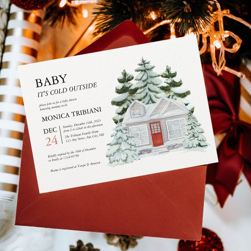 Baby its cold outside Cozy Winter Christmas Shower Invitation