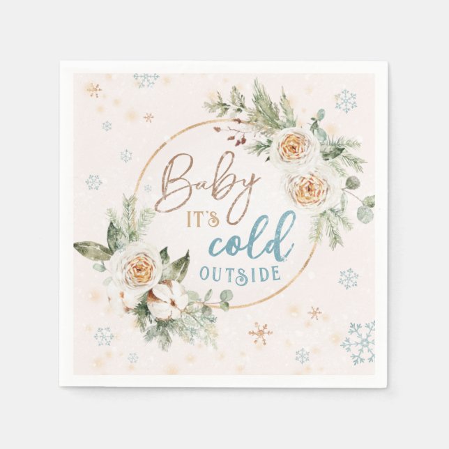 Baby It's Cold Outside Cozy Winter Shower Sprinkle Napkins (Front)