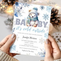 Baby it's Cold Outside Cute Boy Winter Baby Shower Invitation