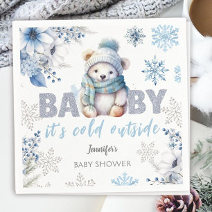 Baby it's Cold Outside Cute Boy Winter Baby Shower Napkins