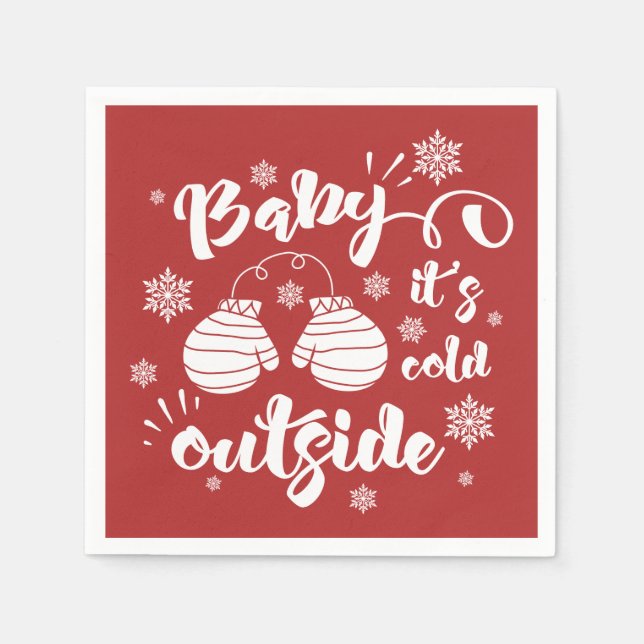 Baby its cold outside cute mittens winter napkins (Front)
