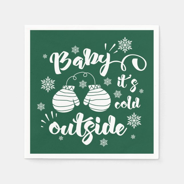 Baby its cold outside cute mittens winter paper napkins (Front)