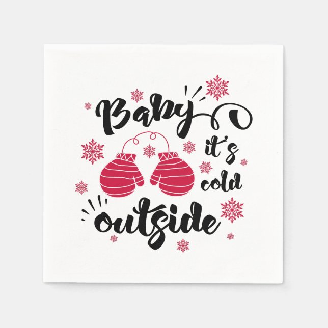 Baby its cold outside cute mittens winter paper napkins (Front)