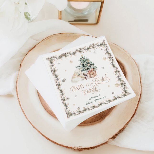 Baby it's Cold Outside Cute Polar Bear Baby Shower Napkins (Creator Uploaded)