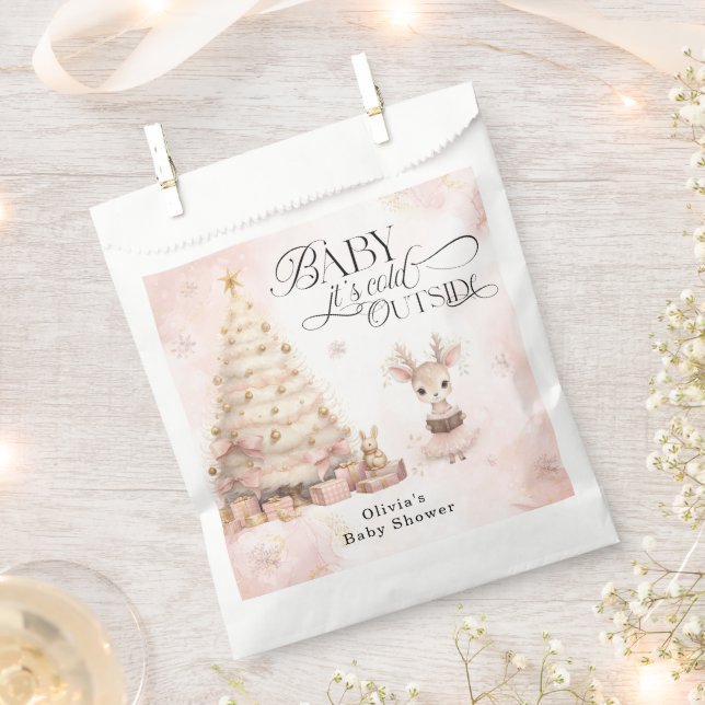 Baby it's Cold Outside Deer Baby Shower Favor Bag (Clipped)