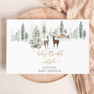 Baby its cold outside deer baby shower guest book