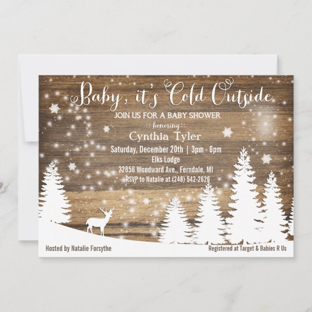 Baby Its Cold Outside Deer Baby Shower Invitation (Front)