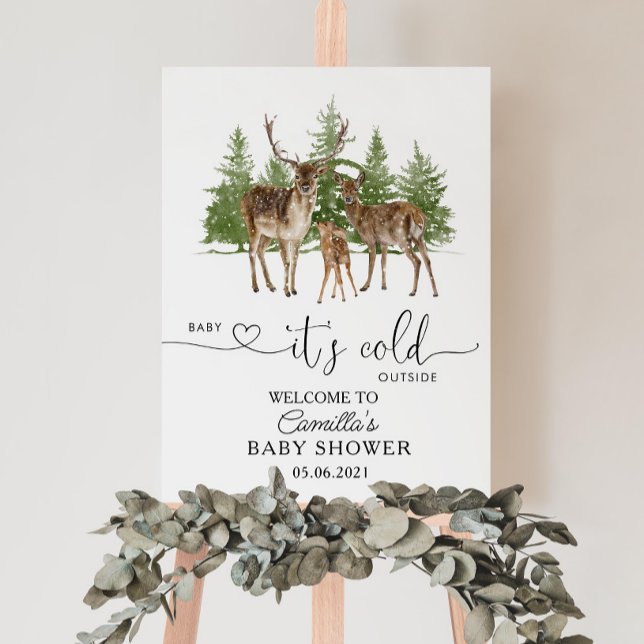 Baby It's Cold Outside Deer Baby Shower Welcome  Foam Board (Creator Uploaded)