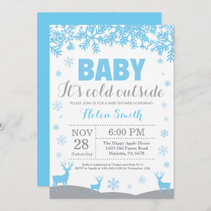 Baby its Cold Outside Deer Boy Baby Shower Invitation