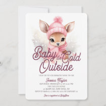 Baby Its Cold Outside Deer Pink Winter Baby Shower Invitation