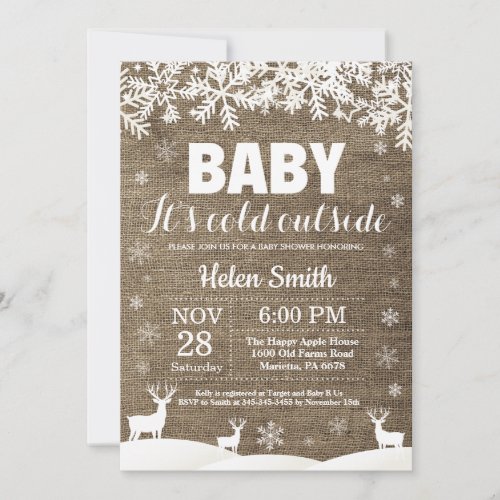 Baby its Cold Outside Deer Winter Baby Shower Invitation