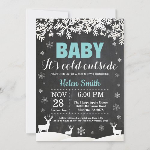 Baby its Cold Outside Deer Winter Baby Shower Invitation