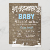 Baby its Cold Outside Deer Winter Boy Baby Shower Invitation (Front/Back)