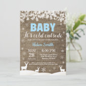 Baby its Cold Outside Deer Winter Boy Baby Shower Invitation (Standing Front)