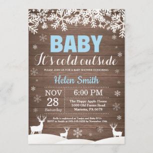 Baby its Cold Outside Deer Winter Boy Baby Shower Invitation