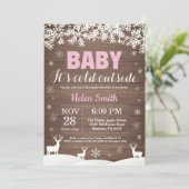 Baby its Cold Outside Deer Winter Girl Baby Shower Invitation (Standing Front)