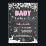 Baby its Cold Outside Deer Winter Girl Baby Shower Invitation<br><div class="desc">Baby its Cold Outside Deer Winter Girl Baby Shower Invitation. Baby its cold outside Baby Shower Invitation. White Snowflake. Girl Baby Shower Invitation. Winter Holiday Baby Shower Invite. Chalkboard Background. Black and White. For further customization, please click the "Customize it" button and use our design tool to modify this template....</div>