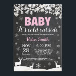 Baby its Cold Outside Deer Winter Girl Baby Shower Invitation<br><div class="desc">Baby its Cold Outside Deer Winter Girl Baby Shower Invitation. Baby its cold outside Baby Shower Invitation. White Snowflake. Girl Baby Shower Invitation. Winter Holiday Baby Shower Invite. Chalkboard Background. Black and White. For further customization, please click the "Customize it" button and use our design tool to modify this template....</div>