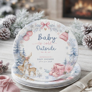 Baby Its Cold Outside Deer Woodland Baby Shower Paper Plates