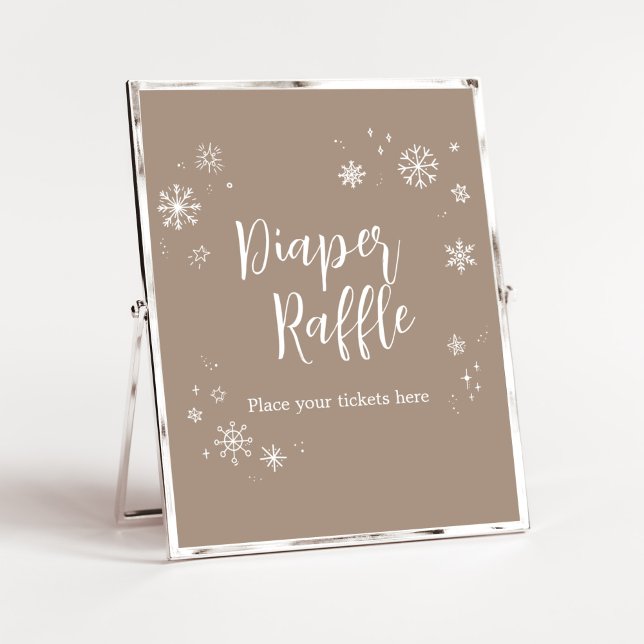 Baby It's Cold Outside Diaper Raffle Poster (Winter Minimalist Snowflake Baby Shower Diaper Raffle Sign)