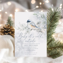 Baby its cold outside Dusty Blue snow baby shower Invitation