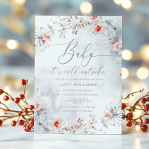 Baby its cold outside elegant frost baby shower invitation