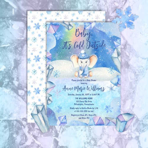 Baby Its Cold Outside Elephant Baby Shower  Invitation
