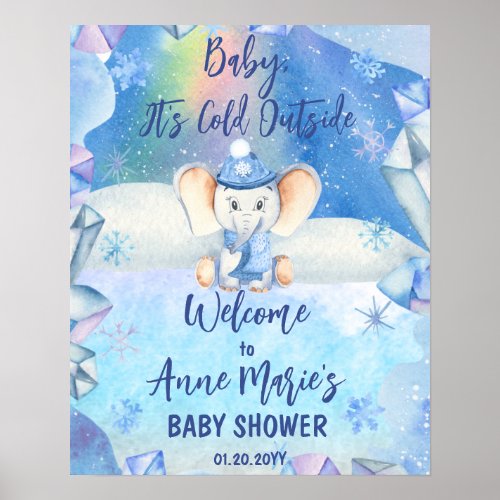 Baby Its Cold Outside Elephant Baby Shower  Poster