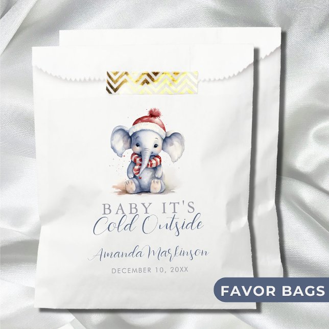 Baby it's cold outside elephant christmas shower  favor bag (Creator Uploaded)