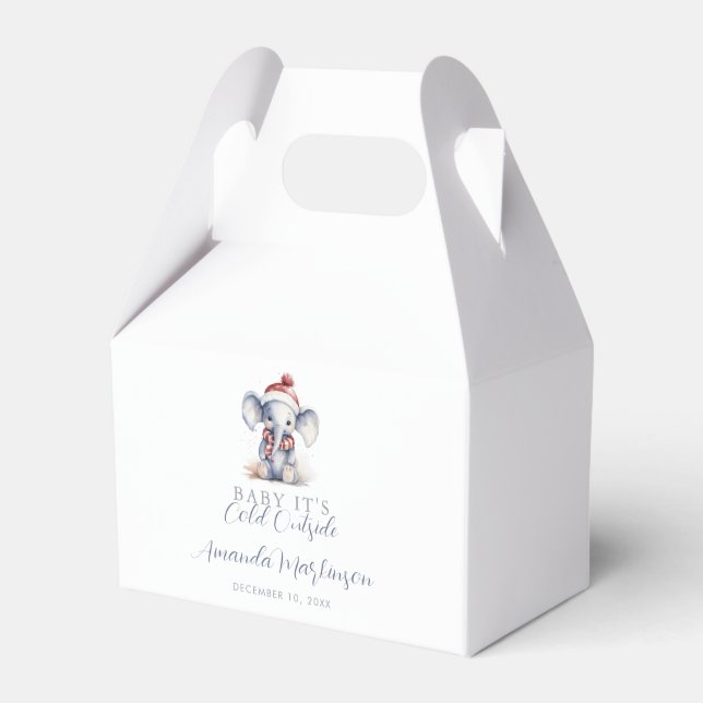 Baby it's cold outside elephant christmas shower  favor boxes (Front Side)