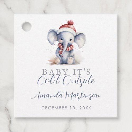Baby its cold outside elephant christmas shower  favor tags