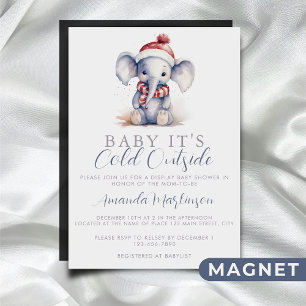 Baby it's cold outside elephant christmas shower magnetic invitation