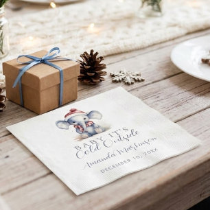 Baby it's cold outside elephant christmas shower napkins