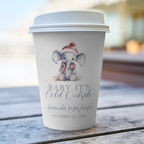 Baby its cold outside elephant christmas shower  paper cups