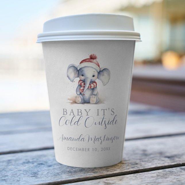 Baby it's cold outside elephant christmas shower  paper cups (Creator Uploaded)