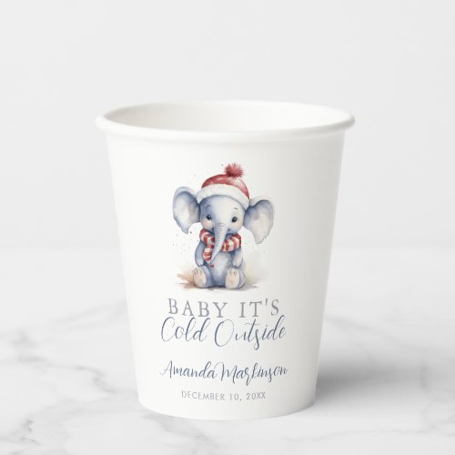 Baby its cold outside elephant christmas shower  paper cups