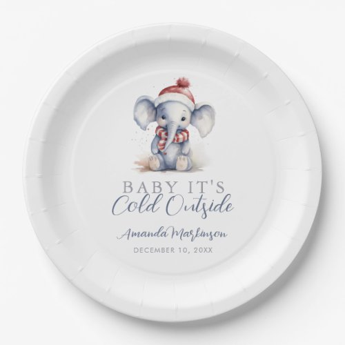 Baby its cold outside elephant christmas shower  paper plates